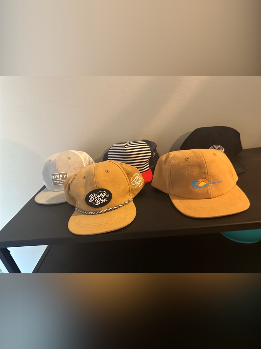 Kids Tan Cotton 5-Panel Cap with Embroidered Wave